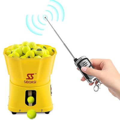 macchina d'alimentazione di tennis giallo 80W, Mini Tennis Ball Server Speed regolabile